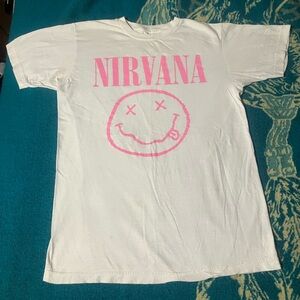 Nirvana Pink & White Band Shirt (Excellent Condition)